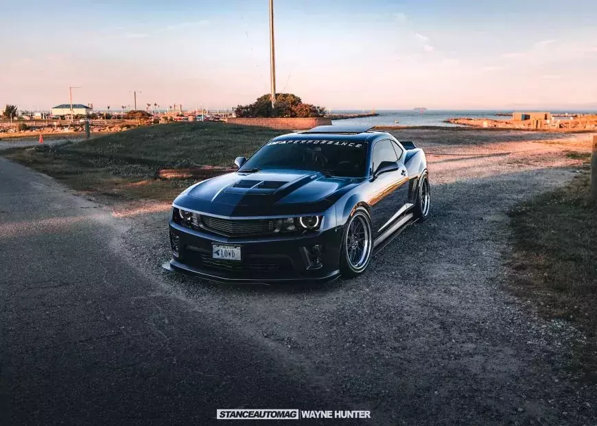 picture of a Chevrolet Camaro parked up shot by stance auto magazine