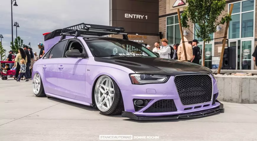 A modified Audi at a car show in the USA shot by stance auto magazine photographers