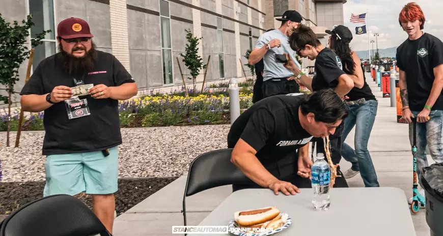 Hot Dog eating competition at Import Domestic Throwdown Car Show shot by Stance Auto Magazine