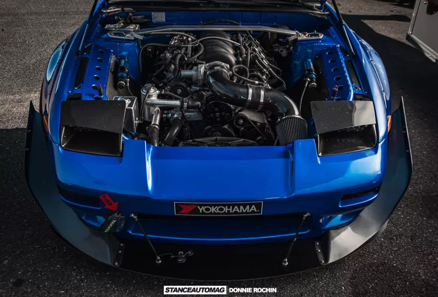 Image showing the engine bay of  a 1989 Nissan 240SX shot by Stance Auto Magazine Photographers