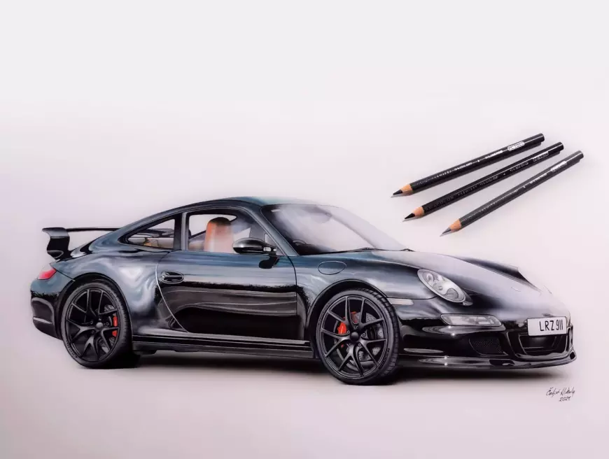 Artist drawing of a Porsche