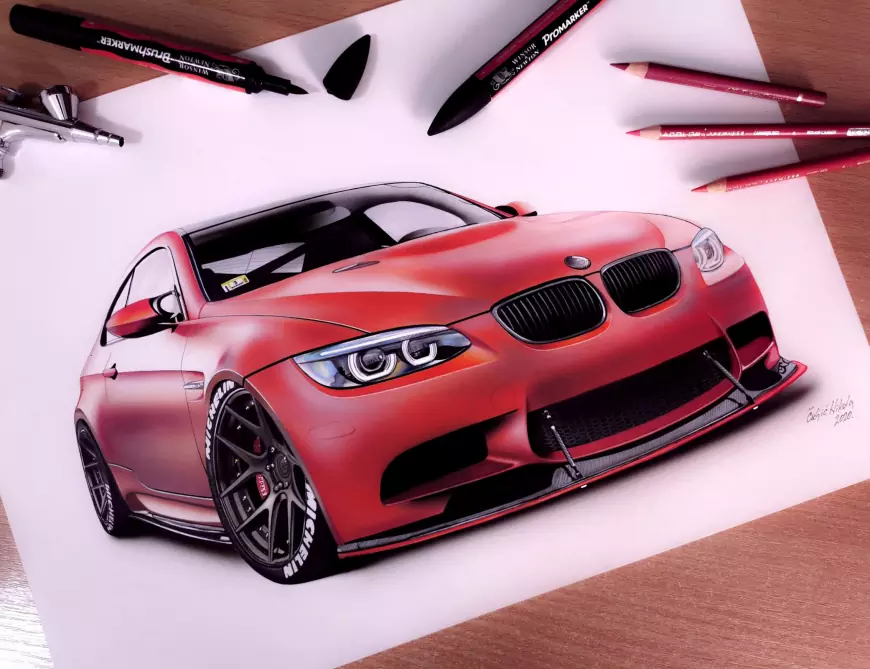 Artist drawing of a BMW