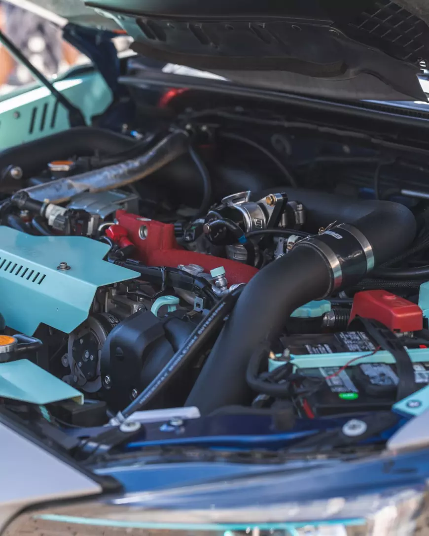 The engine of a 2019 Subaru STI