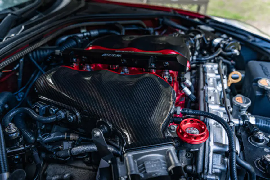 Engine bay of a  Nissan GT-R35 Premium