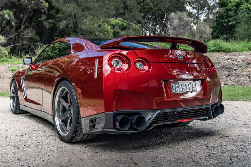 The rear of a  Nissan GT-R35 Premium