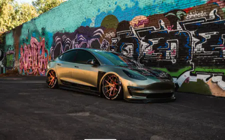 Bagged Tesla Model 3 by Khris Taylor: From G35 to SEMA Spotlight
