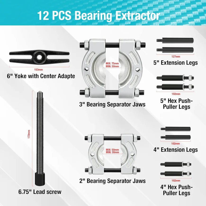 DURATECH 12PCS Bearing Puller Set 5-ton Capacity : Review