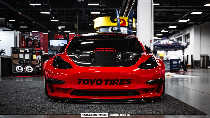 SEMA Tesla Model 3 Widebody Build with Artisan Spirits Kit and Carbon Fiber