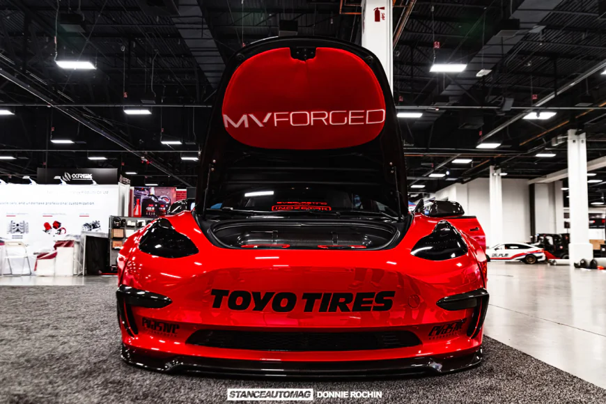 SEMA Tesla Model 3 Widebody Build with Artisan Spirits Kit and Carbon Fiber