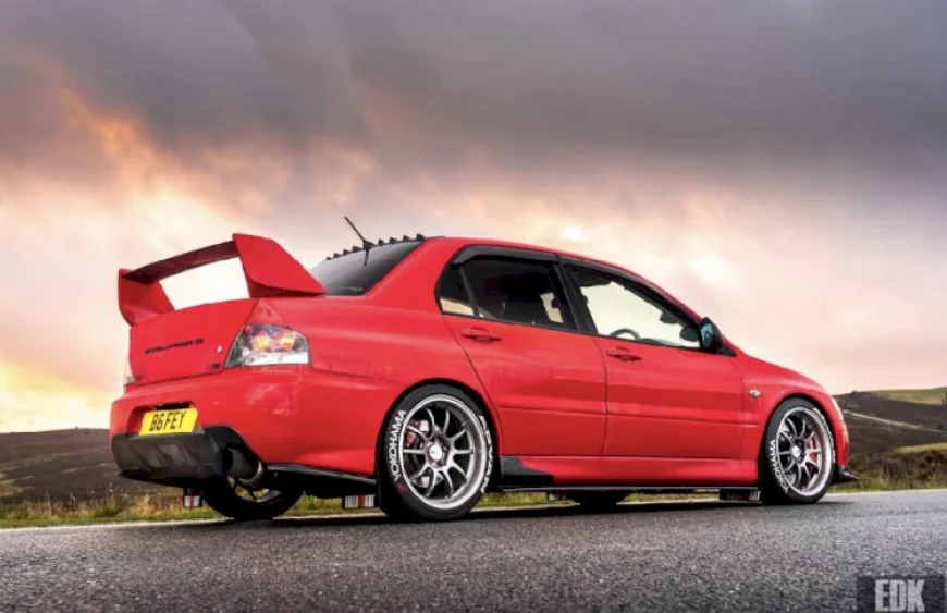 Mitsubishi evo in red
