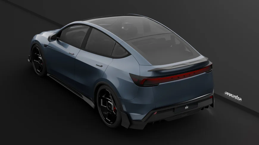 CUSTUNING Zephyrus Tesla Model Y Juniper body kit with Anemoi forged wheels and aerodynamic components