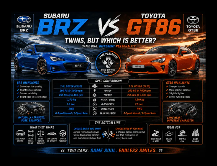 Subaru BRZ vs Toyota GT86: Twins, But Which Is Better?