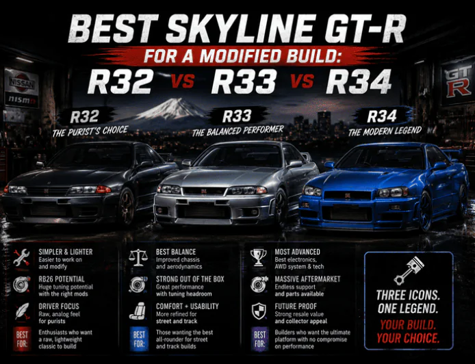 Best Skyline GT-R for a Modified Build: R32 vs R33 vs R34
