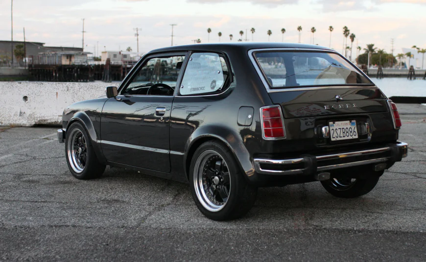 1978 Honda Civic CVCC sleeper build B18C engine swap Los Angeles near-stock exterior