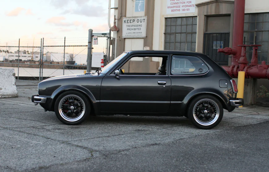 1978 Honda Civic CVCC sleeper build B18C engine swap Los Angeles near-stock exterior