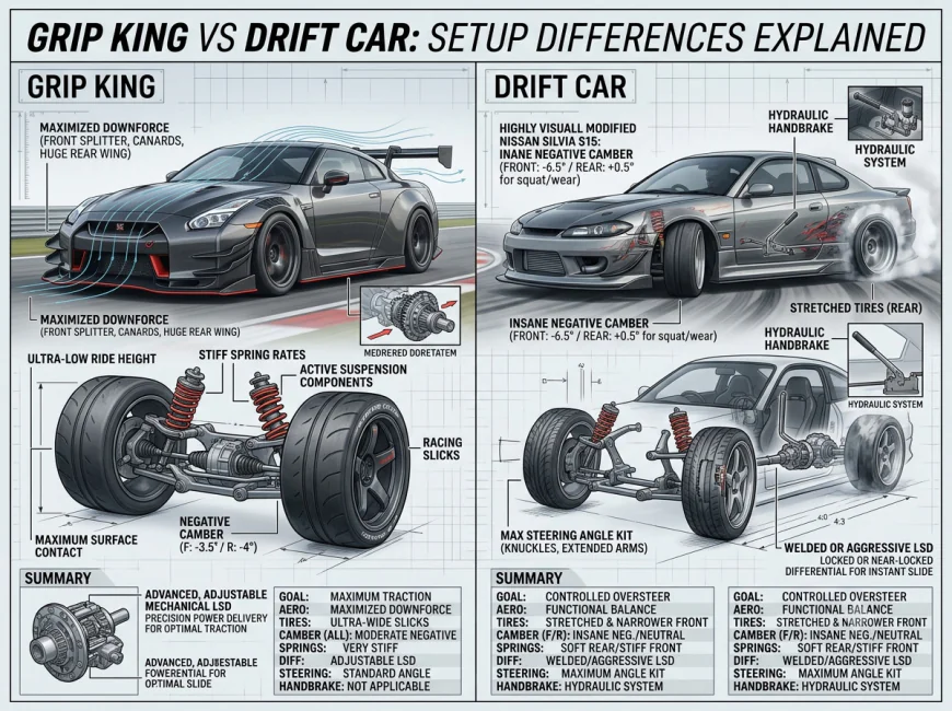 grip and drift car set up