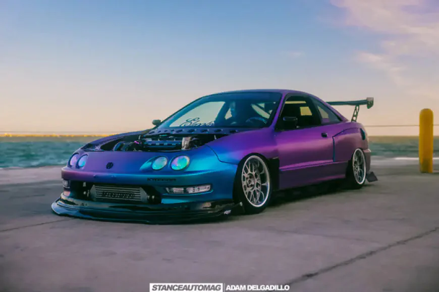 integra with no bonnet showing the fancy engine