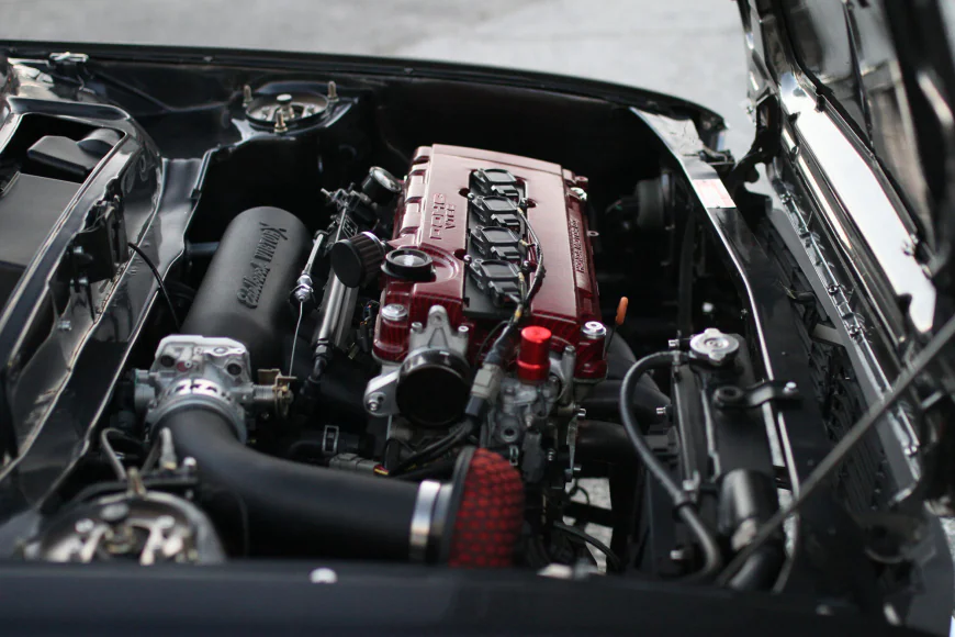 1978 Honda Civic CVCC sleeper build B18C engine swap Los Angeles near-stock exterior engine bay