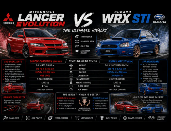 Mitsubishi Evo vs Subaru WRX STI: The Ultimate Rivalry