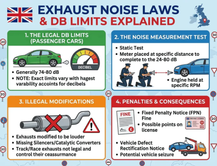 UK Exhaust Noise Laws and dB Limits Explained