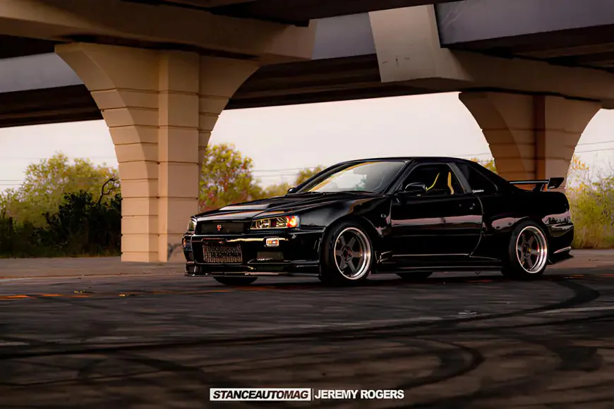 Black nissan skyline gt r34 lbwks car
