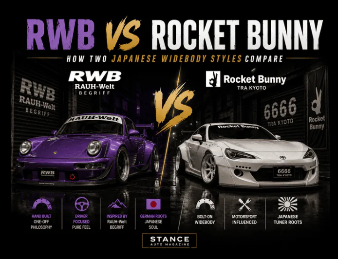 RWB vs Rocket Bunny: How Two Japanese Widebody Styles Compare