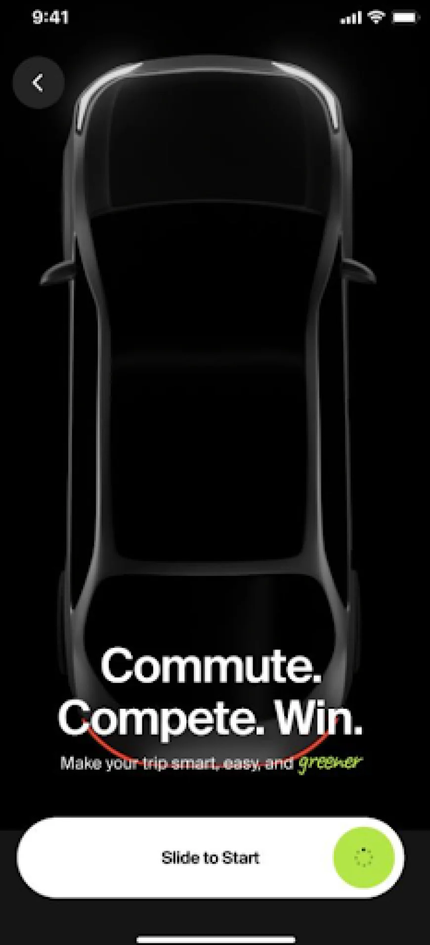 Smartphone displaying the OONE World driving app inside a modified car