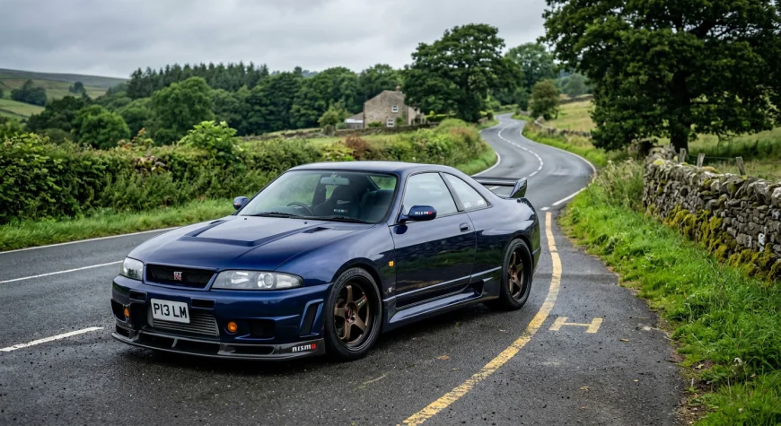 The one-of-one Nissan R33 Skyline GT-R LM homologation special parked on a UK road