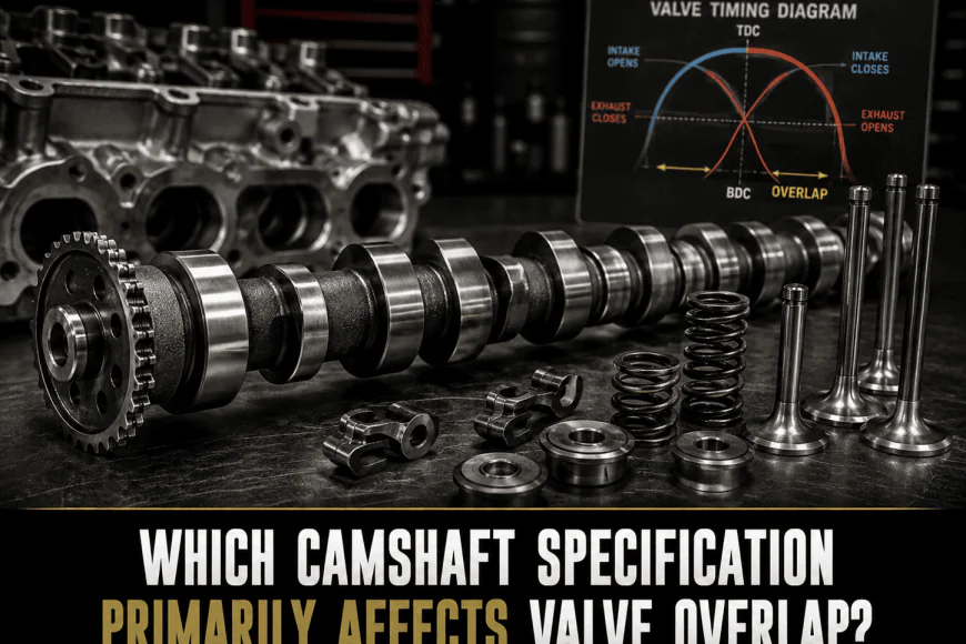 Which camshaft specification primarily affects valve overlap?